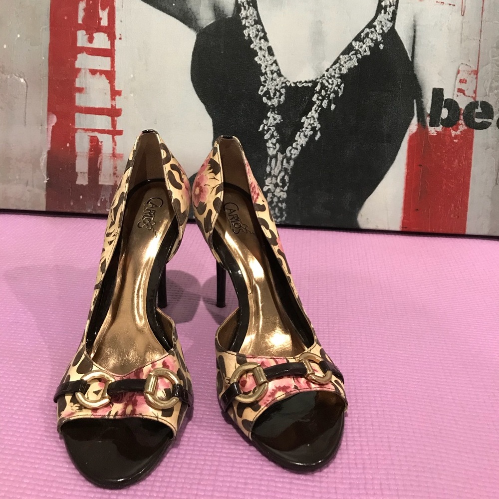 Leopard Peep Toe heels by Carlos Santana